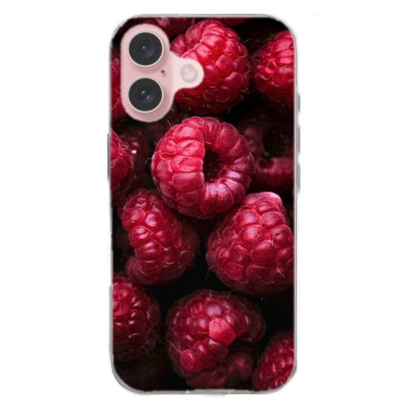 Coque Framboises en gel pour iPhone 16