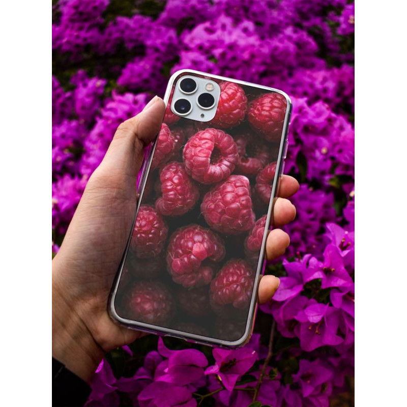 Coque Framboises en gel pour iPhone 16 Pro Max