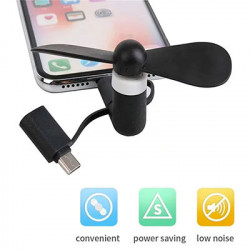 Ventilateur USB 3-en-1 Noir Universel pour Smartphone et Tablette